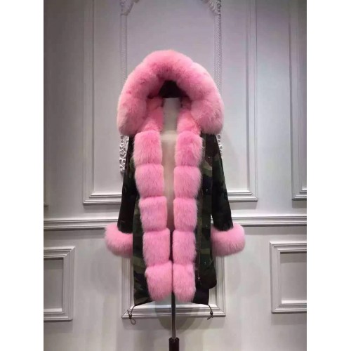 Mr and Mrs italy parka camouflage pink fox fur